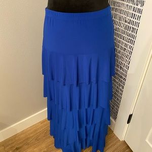 Royal blue ruffled maxi skirt.